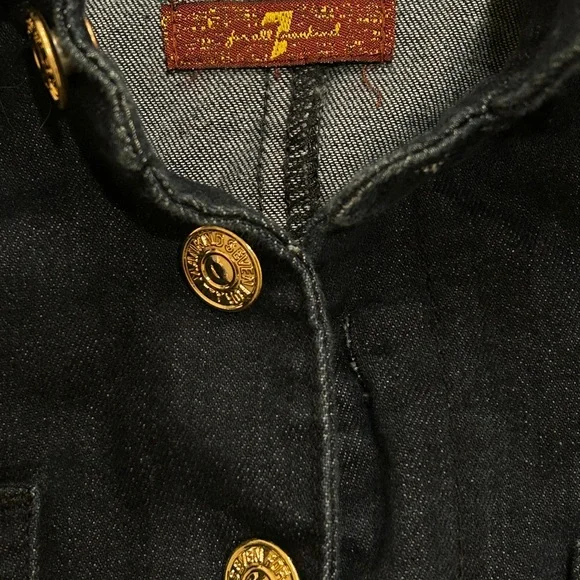 7 For All Mankind Dark Denim Romper with Gold Buttons - Picture 6 of 10